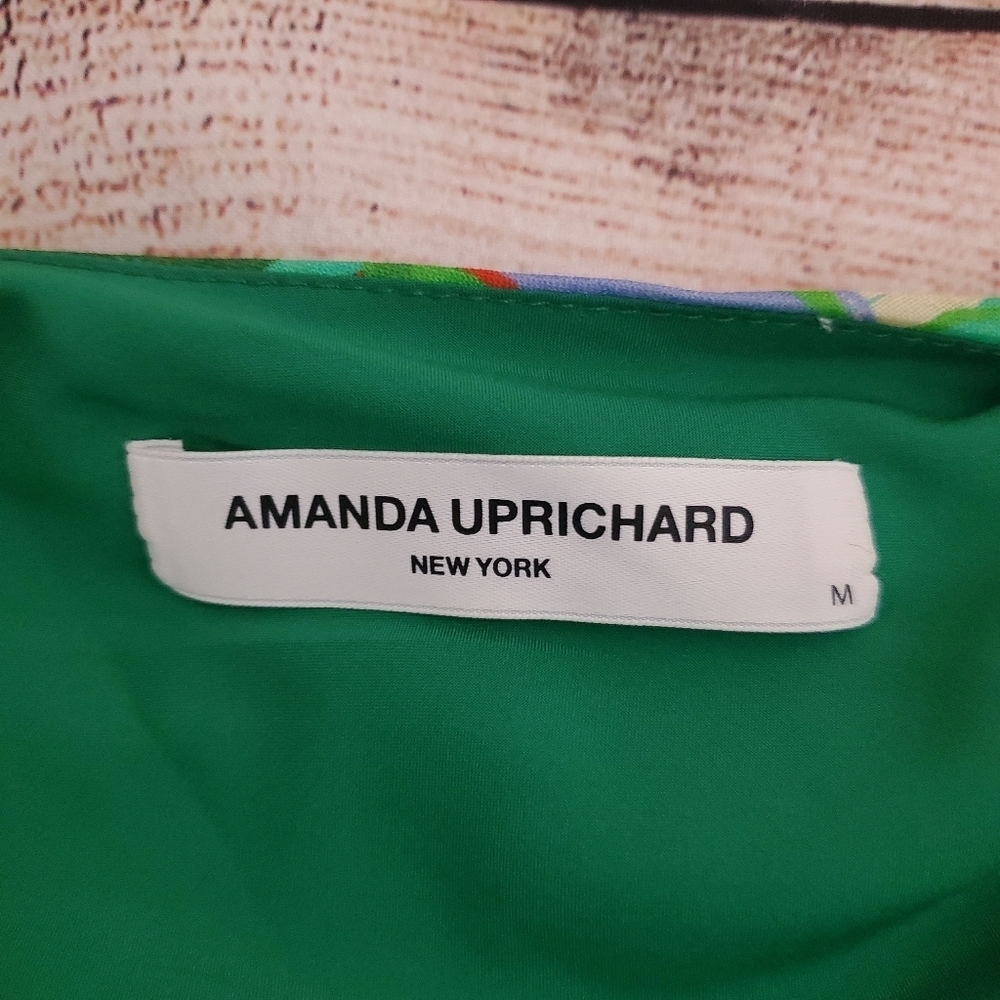 Amanda Uprichard Womens Medium Shaena Tish Style Green Floral Halter Dress  #217 - Picture 10 of 10